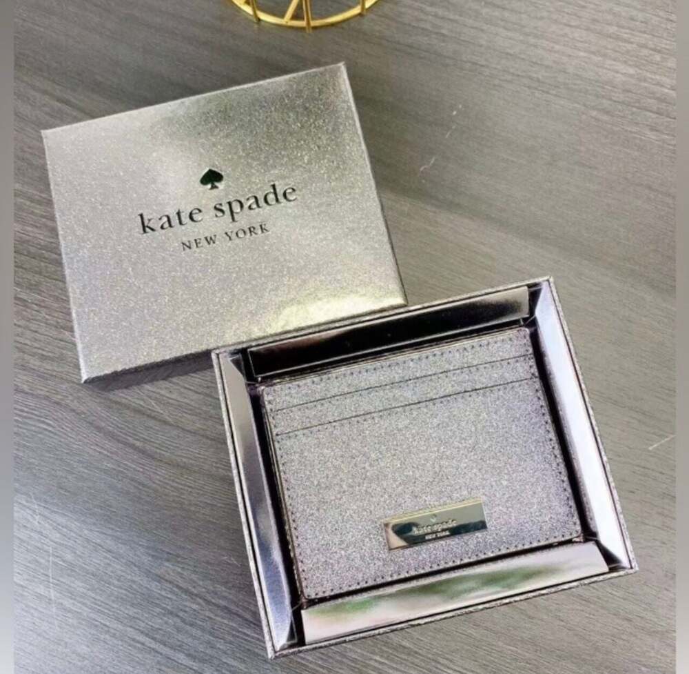 Kate Spade Kenzie Glitter Mixed Materials Card Holder